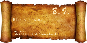 Birik Izabel névjegykártya